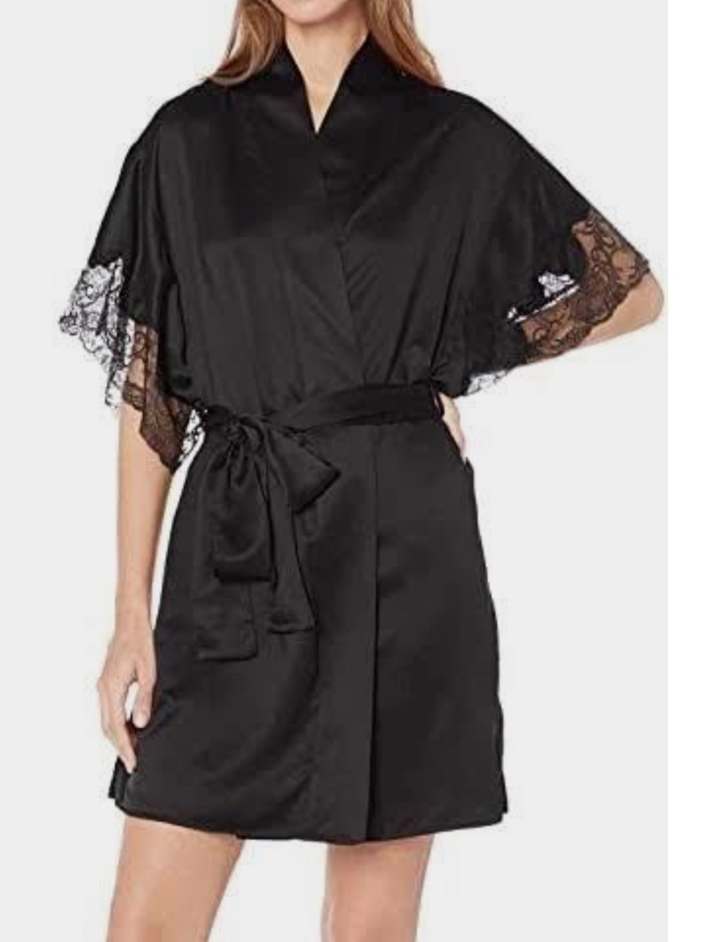 Natori Black Satin Robe Size M